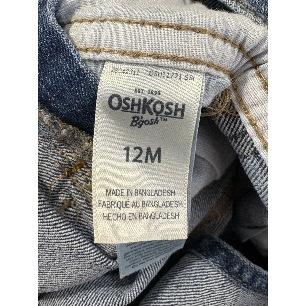 Oshkosh B Gosh Overalls 12M Striped Straps Conductor Cute‎ Denim